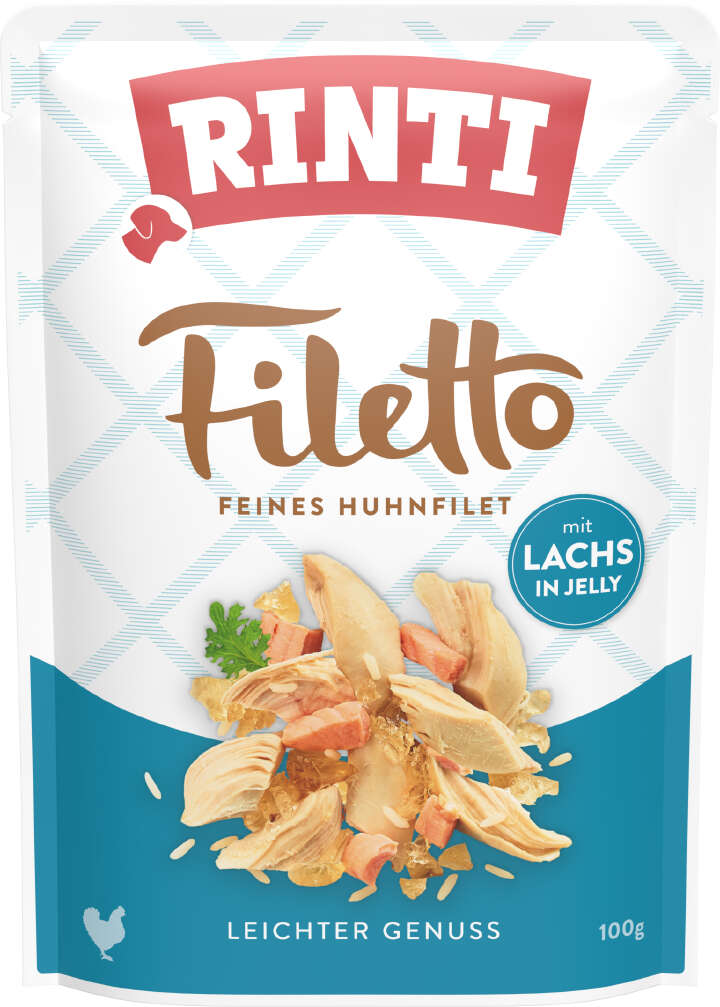 RINTI Hunde-Nassfutter Filetto Feines Huhnfilet mit Lachs in Jelly